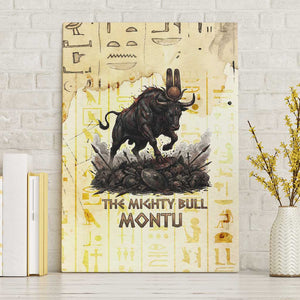 Montu Egyptian Canvas Wall Art War God Mighty Bull Symbol Ancient Power Hieroglyphic