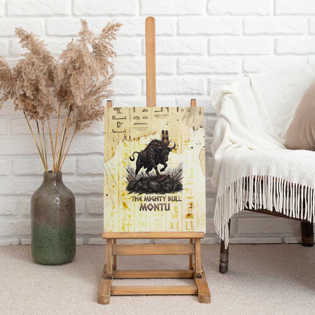 Montu Egyptian Canvas Wall Art War God Mighty Bull Symbol Ancient Power Hieroglyphic