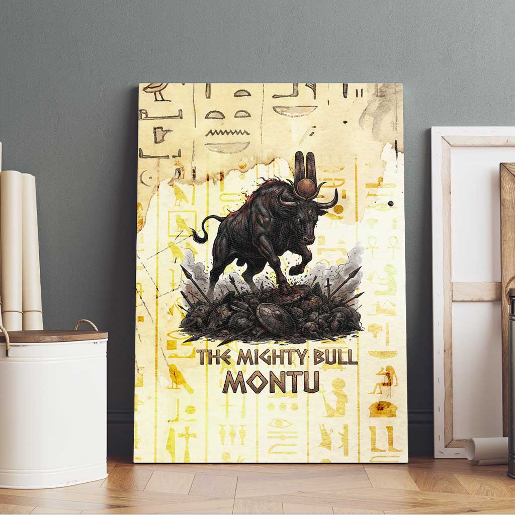 Montu Egyptian Canvas Wall Art War God Mighty Bull Symbol Ancient Power Hieroglyphic