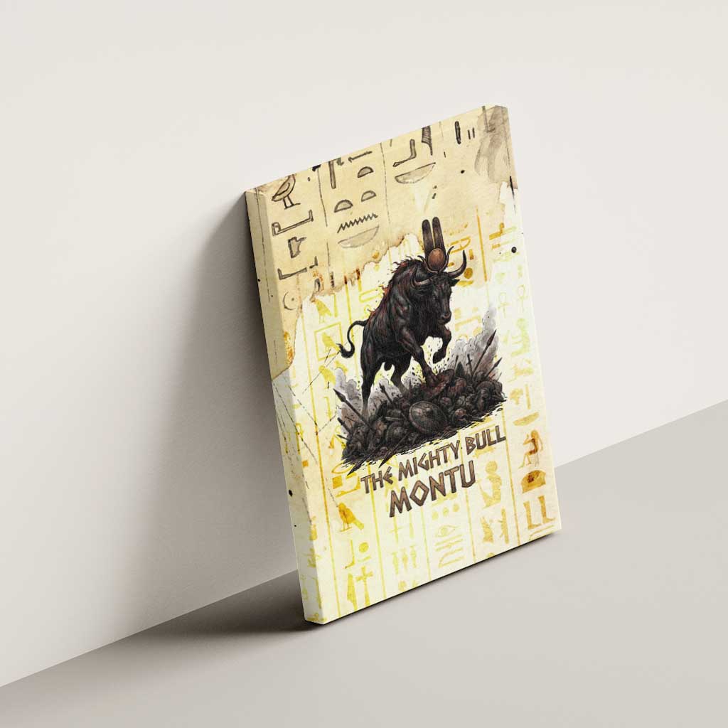 Montu Egyptian Canvas Wall Art War God Mighty Bull Symbol Ancient Power Hieroglyphic