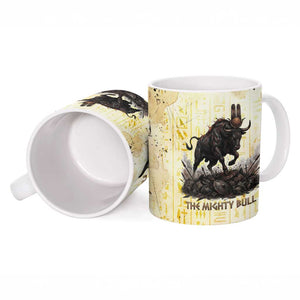 Montu Egyptian Ceramic Mug War God Mighty Bull Symbol Ancient Power Hieroglyphic