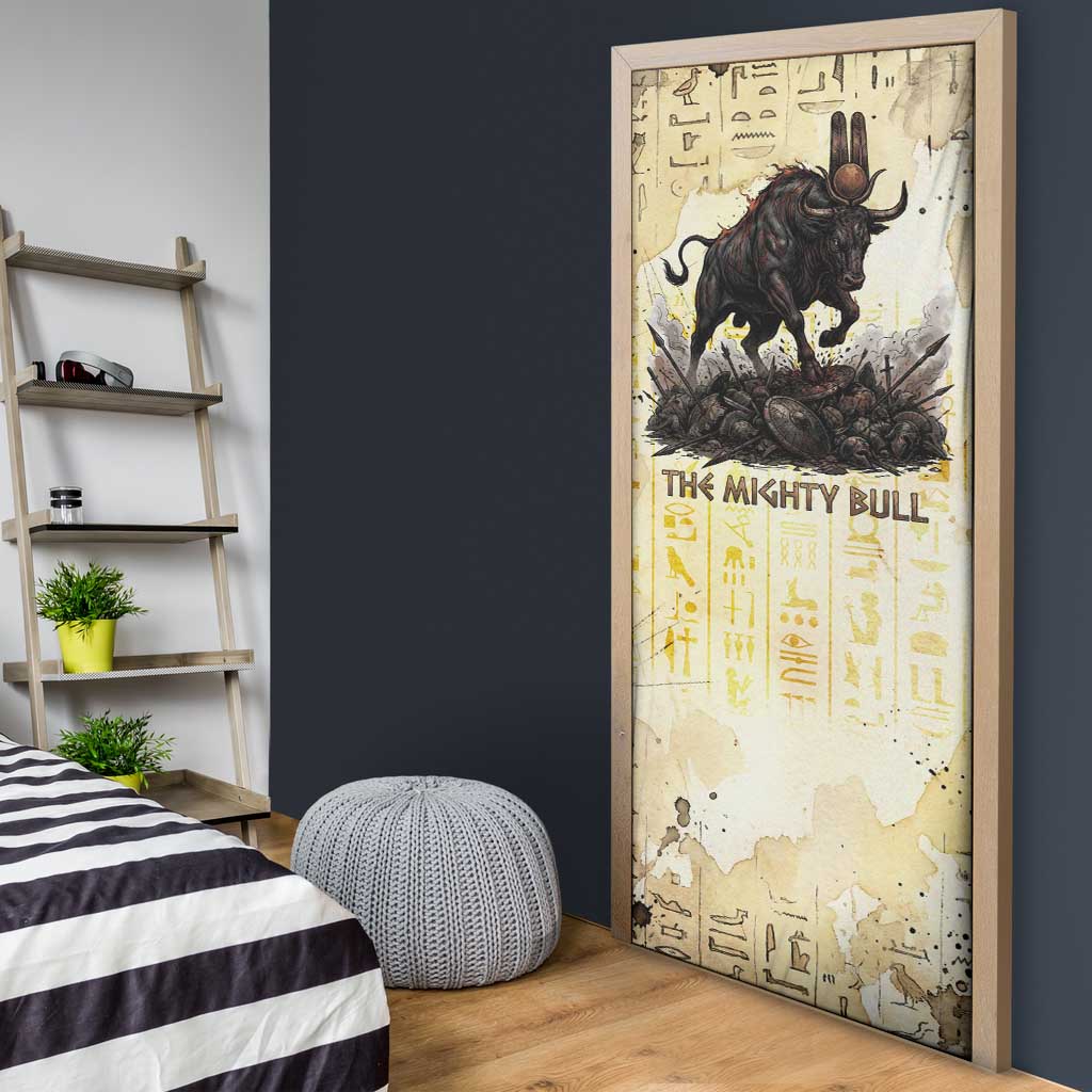 Montu Egyptian Door Cover War God Mighty Bull Symbol Ancient Power Hieroglyphic