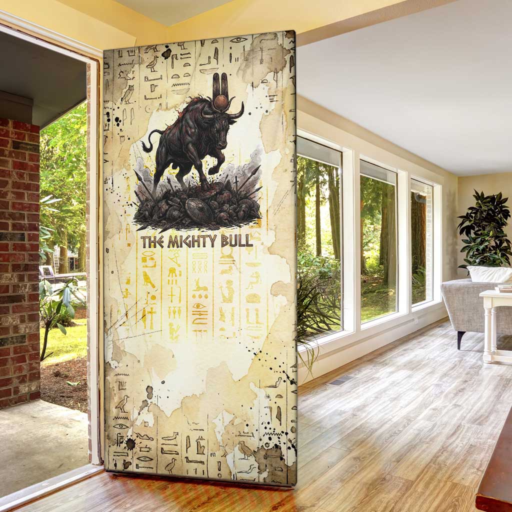 Montu Egyptian Door Cover War God Mighty Bull Symbol Ancient Power Hieroglyphic