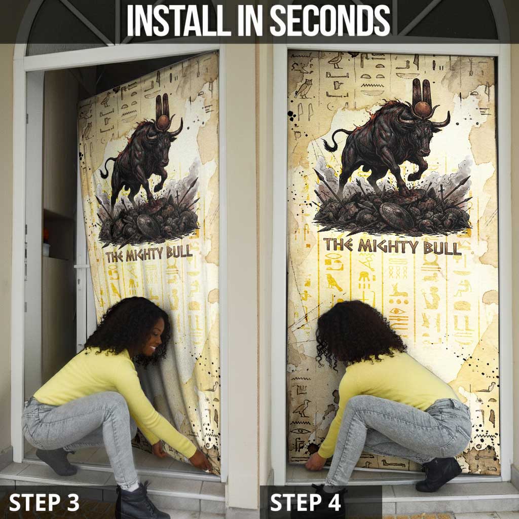 Montu Egyptian Door Cover War God Mighty Bull Symbol Ancient Power Hieroglyphic