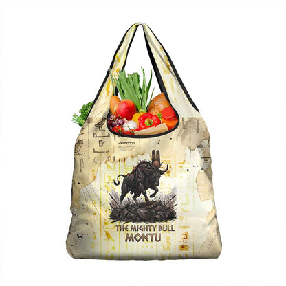 Montu Egyptian Grocery Bag War God Mighty Bull Symbol Ancient Power Hieroglyphic