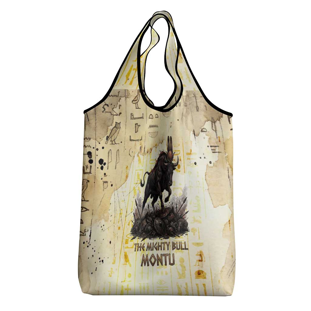 Montu Egyptian Grocery Bag War God Mighty Bull Symbol Ancient Power Hieroglyphic