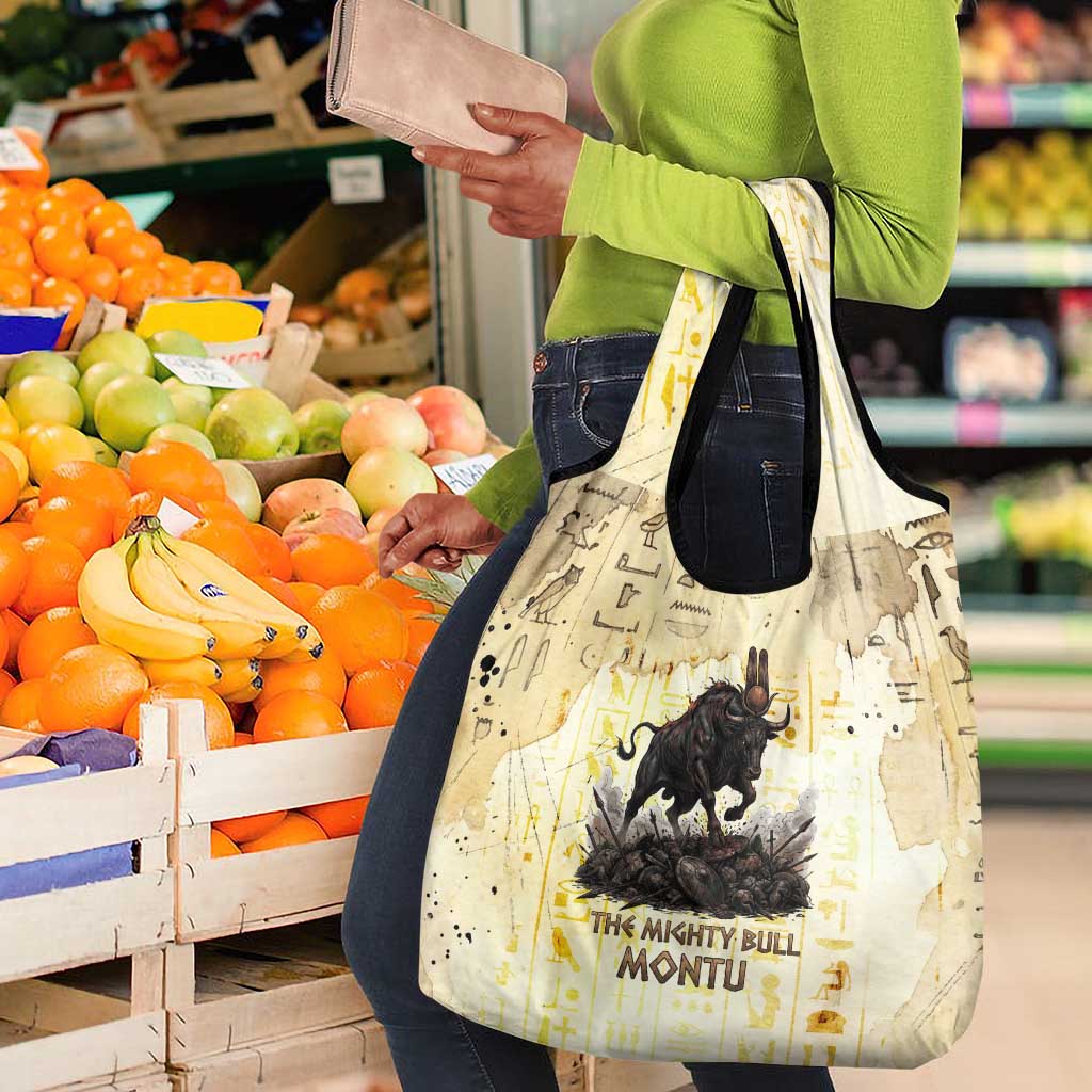 Montu Egyptian Grocery Bag War God Mighty Bull Symbol Ancient Power Hieroglyphic