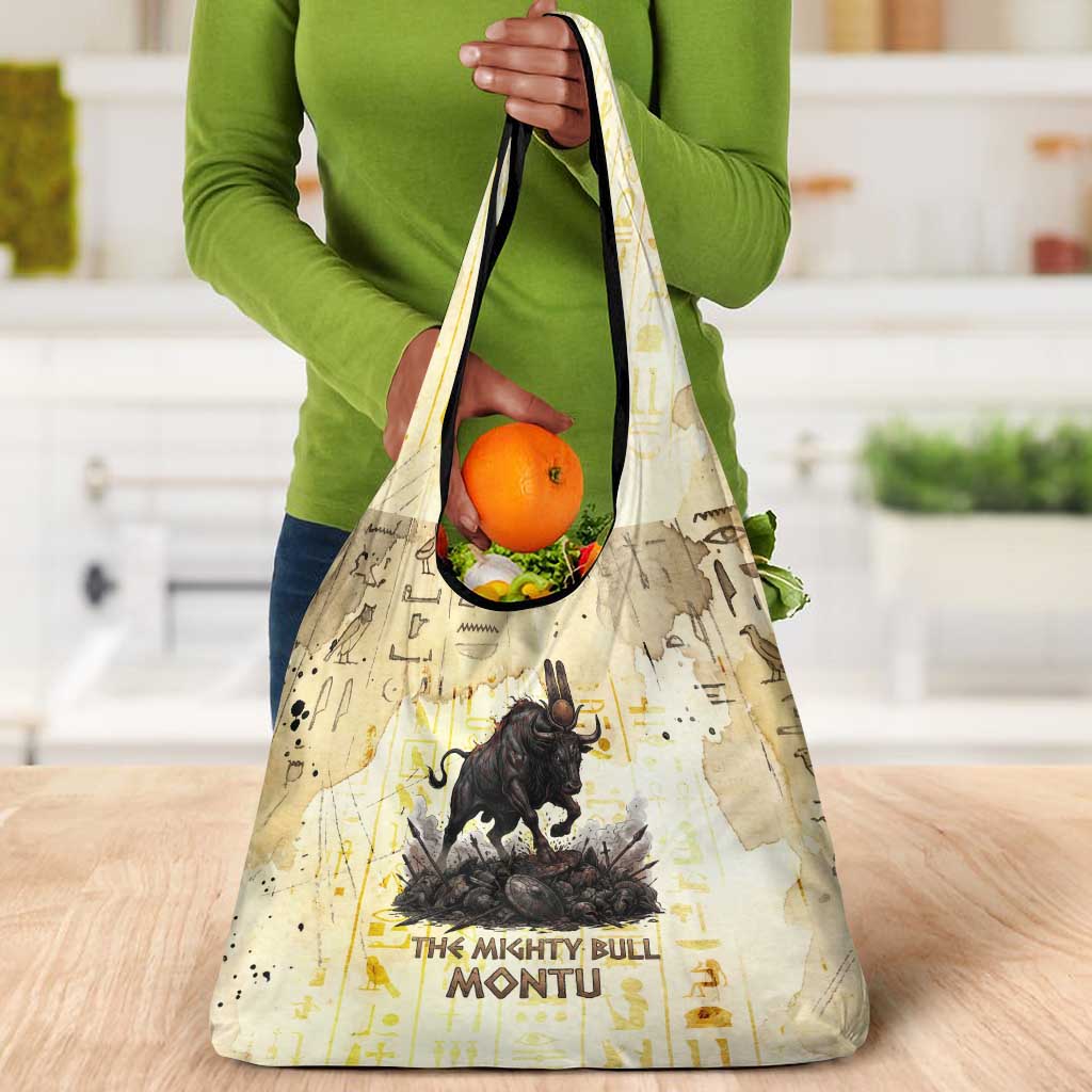 Montu Egyptian Grocery Bag War God Mighty Bull Symbol Ancient Power Hieroglyphic