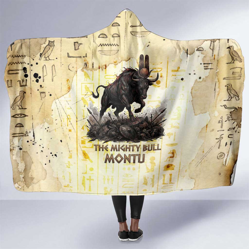 Montu Egyptian Hooded Blanket War God Mighty Bull Symbol Ancient Power Hieroglyphic