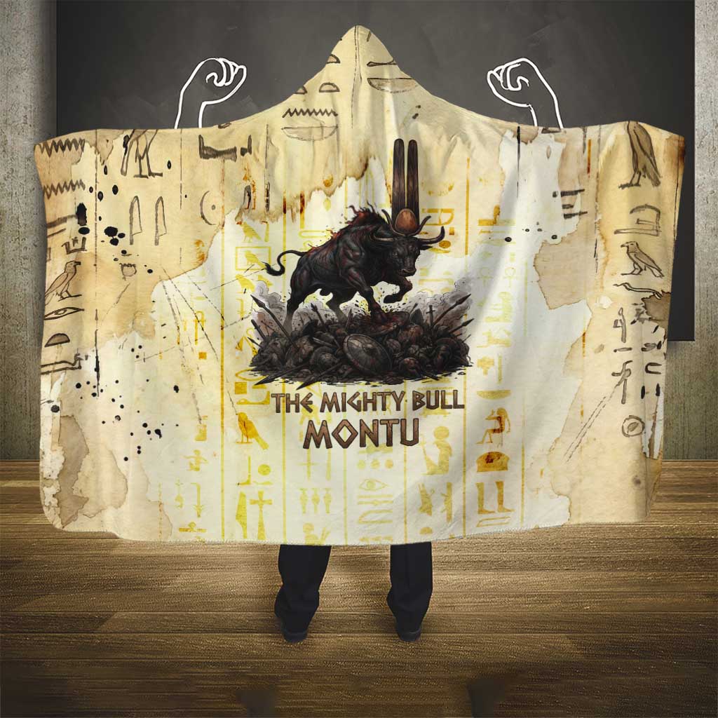 Montu Egyptian Hooded Blanket War God Mighty Bull Symbol Ancient Power Hieroglyphic