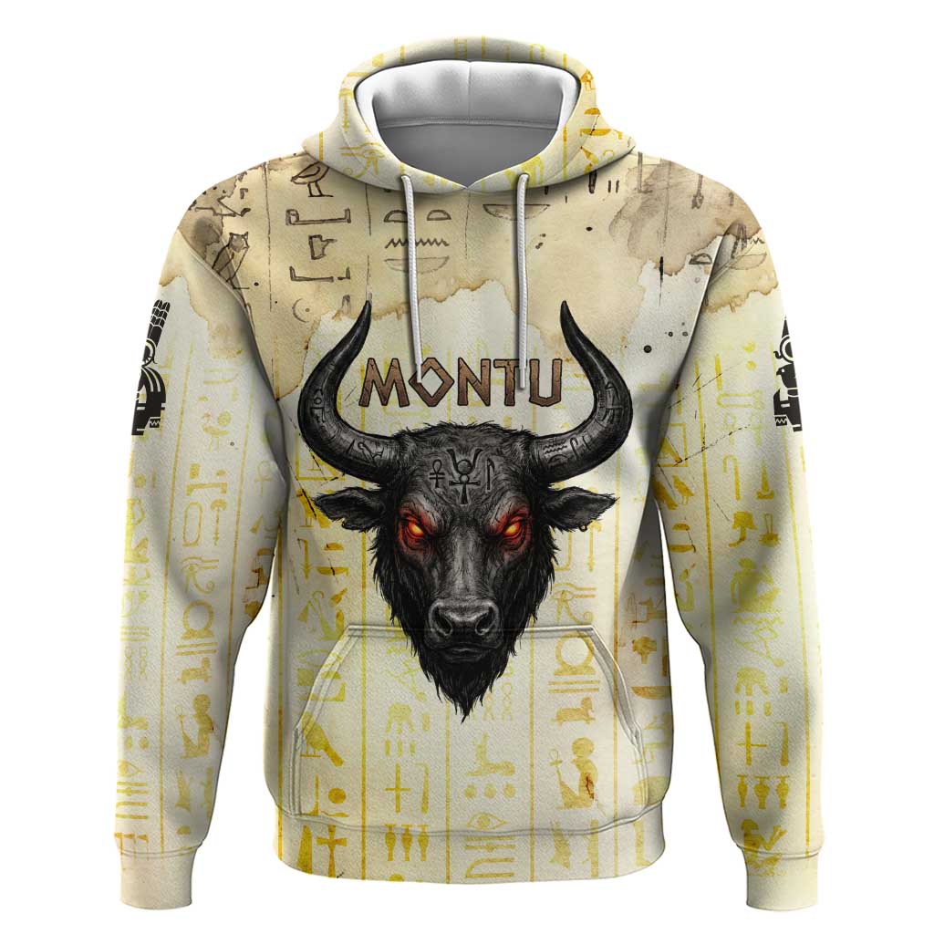 Montu Egyptian Hoodie War God Mighty Bull Symbol Ancient Power Hieroglyphic