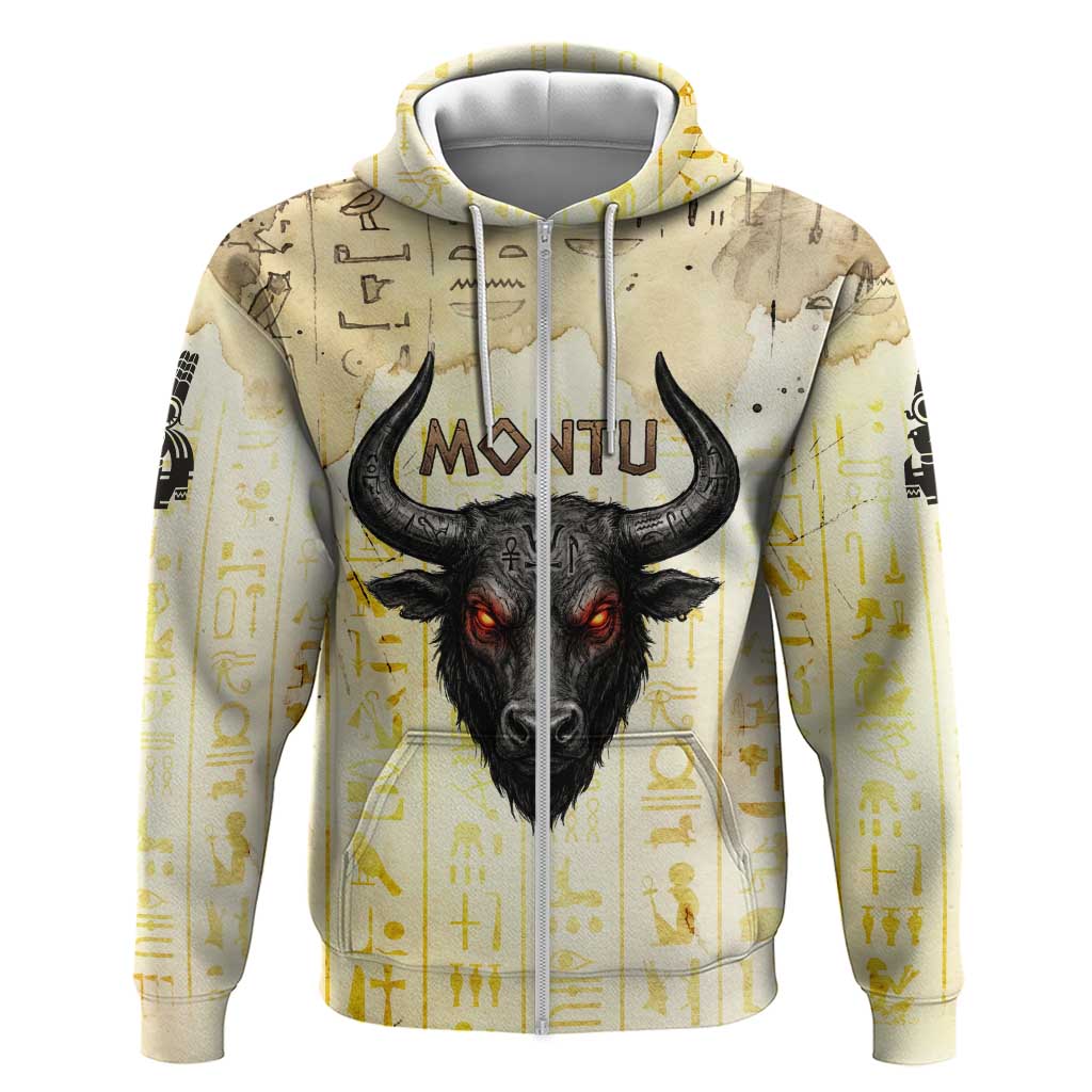 Montu Egyptian Hoodie War God Mighty Bull Symbol Ancient Power Hieroglyphic