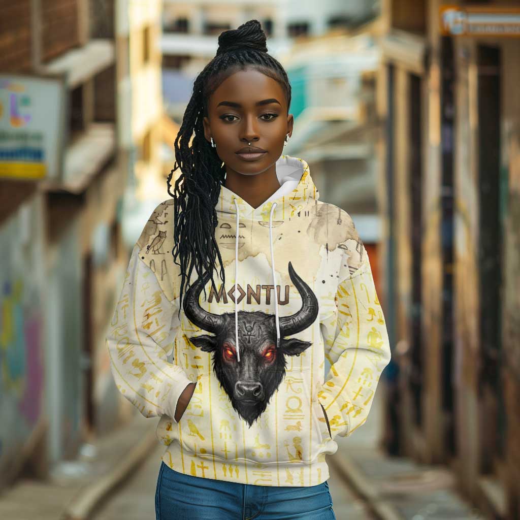 Montu Egyptian Hoodie War God Mighty Bull Symbol Ancient Power Hieroglyphic