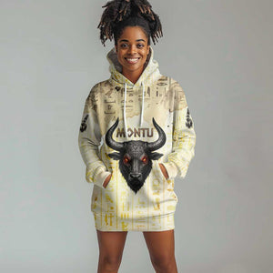 Montu Egyptian Hoodie Dress War God Mighty Bull Symbol Ancient Power Hieroglyphic