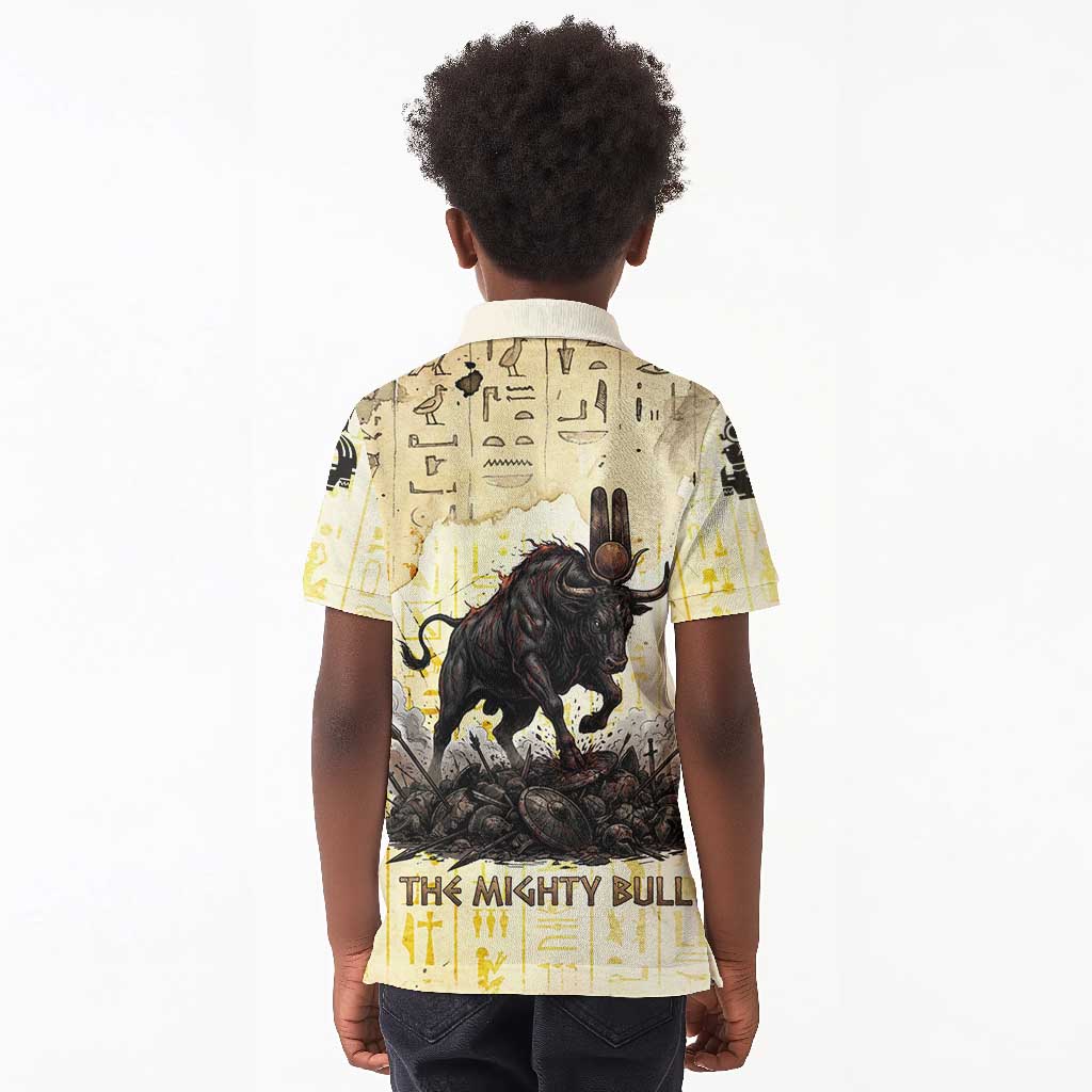 Montu Egyptian Kid Polo Shirt War God Mighty Bull Symbol Ancient Power Hieroglyphic