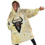 Montu Egyptian Kid Wearable Blanket Hoodie War God Mighty Bull Symbol Ancient Power Hieroglyphic