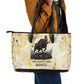 Montu Egyptian Leather Tote Bag War God Mighty Bull Symbol Ancient Power Hieroglyphic