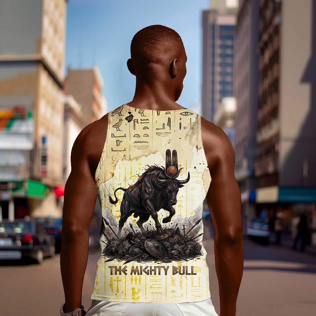 Montu Egyptian Men Tank Top War God Mighty Bull Symbol Ancient Power Hieroglyphic