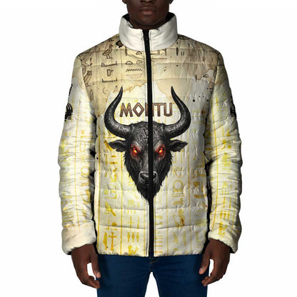Montu Egyptian Padded Jacket War God Mighty Bull Symbol Ancient Power Hieroglyphic