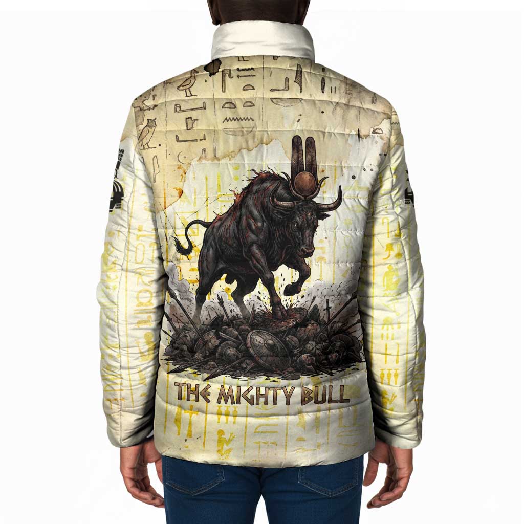 Montu Egyptian Padded Jacket War God Mighty Bull Symbol Ancient Power Hieroglyphic