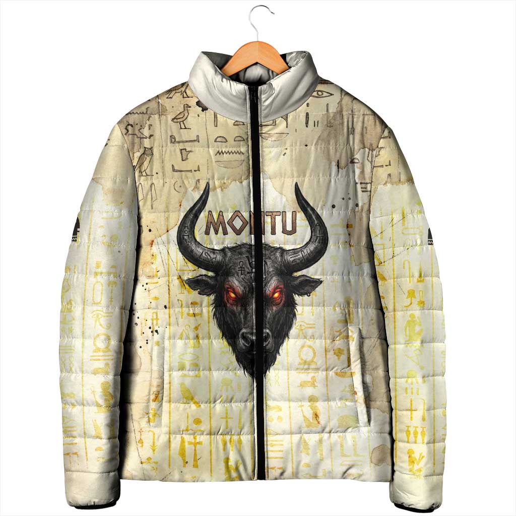 Montu Egyptian Padded Jacket War God Mighty Bull Symbol Ancient Power Hieroglyphic