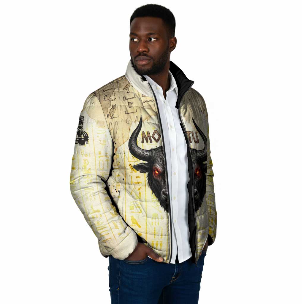 Montu Egyptian Padded Jacket War God Mighty Bull Symbol Ancient Power Hieroglyphic