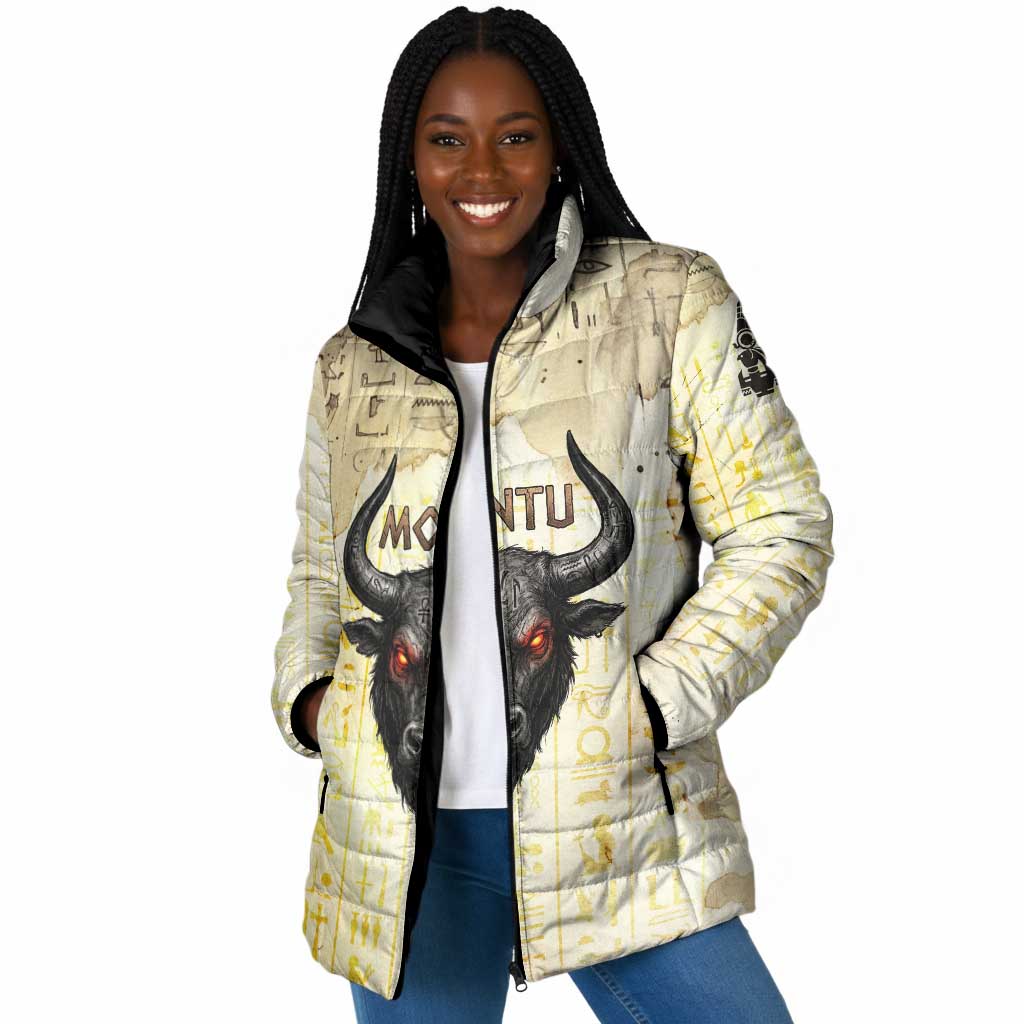 Montu Egyptian Padded Jacket War God Mighty Bull Symbol Ancient Power Hieroglyphic