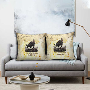 Montu Egyptian Pillow Cover War God Mighty Bull Symbol Ancient Power Hieroglyphic