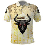Montu Egyptian Polo Shirt War God Mighty Bull Symbol Ancient Power Hieroglyphic