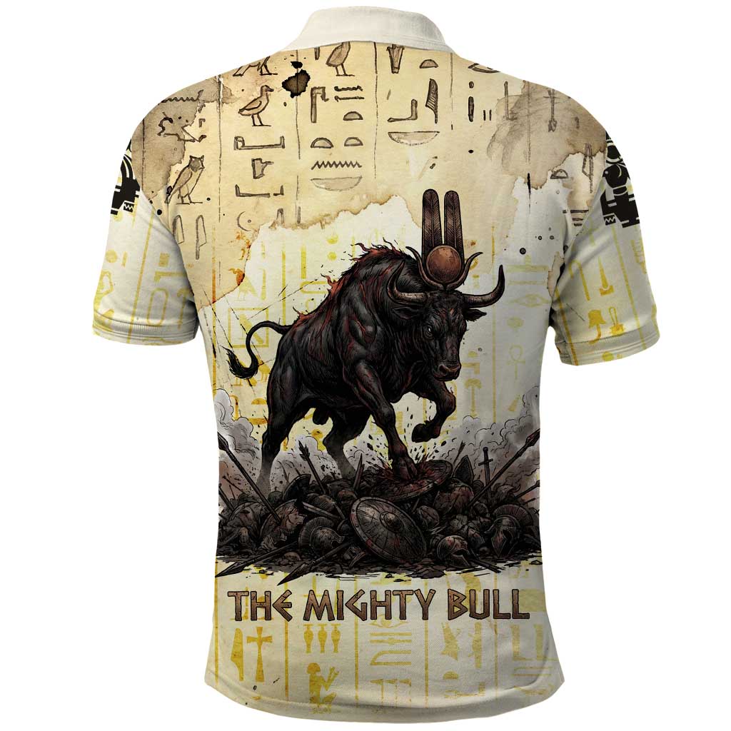 Montu Egyptian Polo Shirt War God Mighty Bull Symbol Ancient Power Hieroglyphic