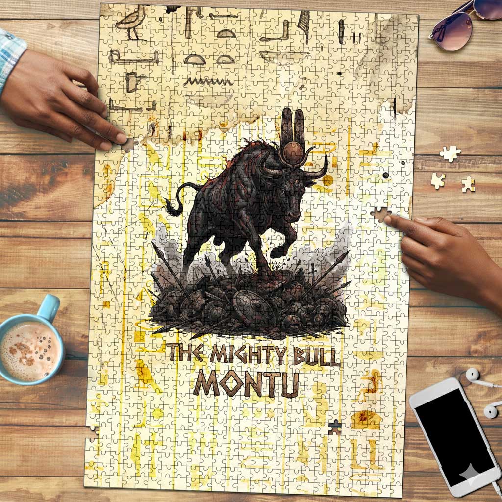 Montu Egyptian Puzzle War God Mighty Bull Symbol Ancient Power Hieroglyphic