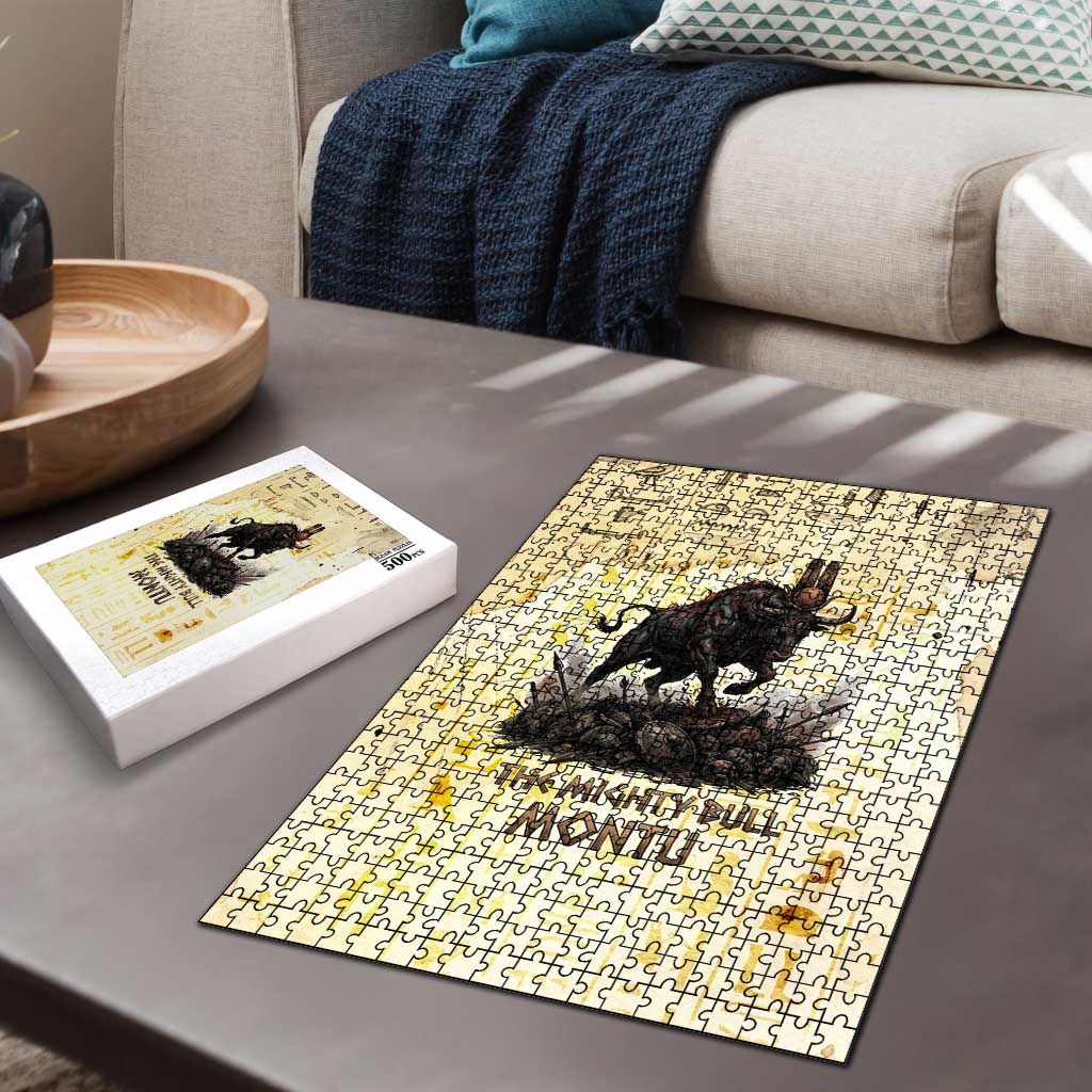 Montu Egyptian Puzzle War God Mighty Bull Symbol Ancient Power Hieroglyphic