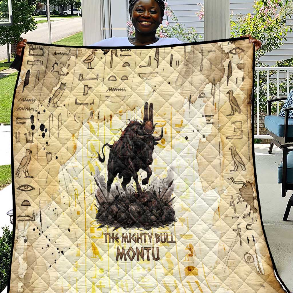 Montu Egyptian Quilt War God Mighty Bull Symbol Ancient Power Hieroglyphic