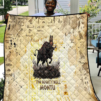 Montu Egyptian Quilt War God Mighty Bull Symbol Ancient Power Hieroglyphic
