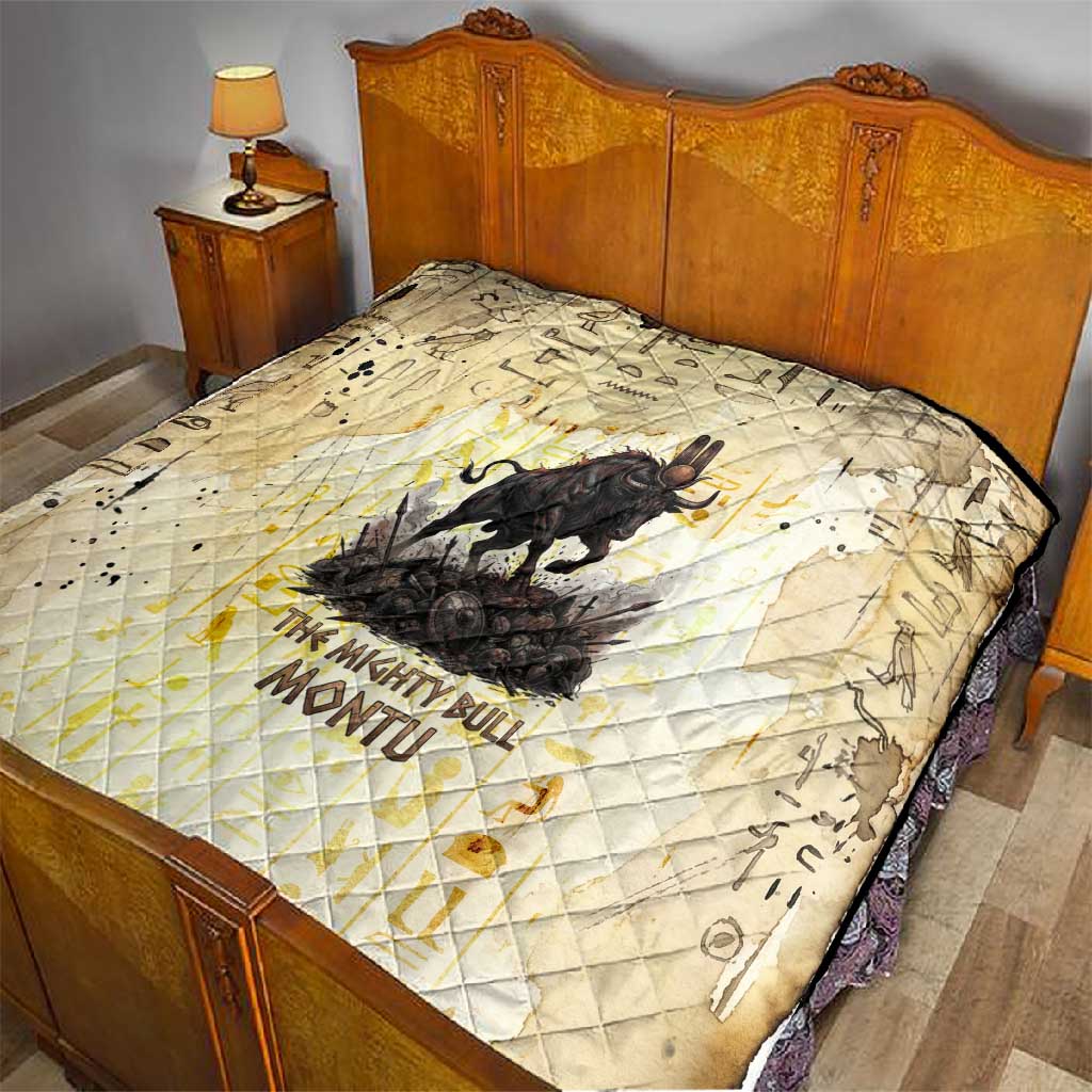 Montu Egyptian Quilt War God Mighty Bull Symbol Ancient Power Hieroglyphic