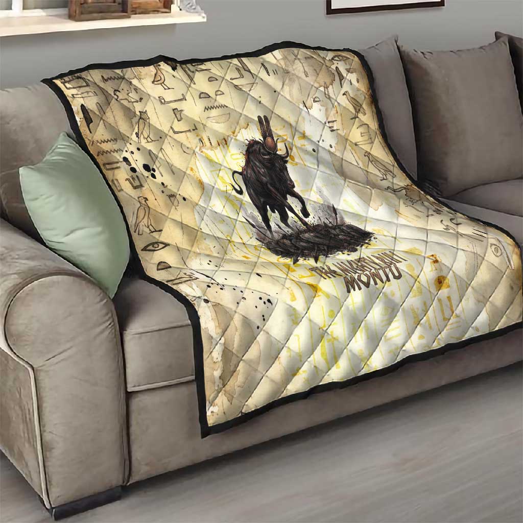 Montu Egyptian Quilt War God Mighty Bull Symbol Ancient Power Hieroglyphic