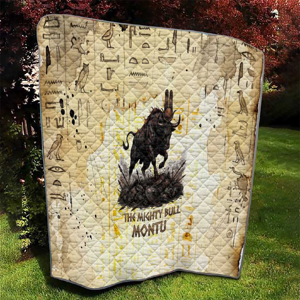 Montu Egyptian Quilt War God Mighty Bull Symbol Ancient Power Hieroglyphic