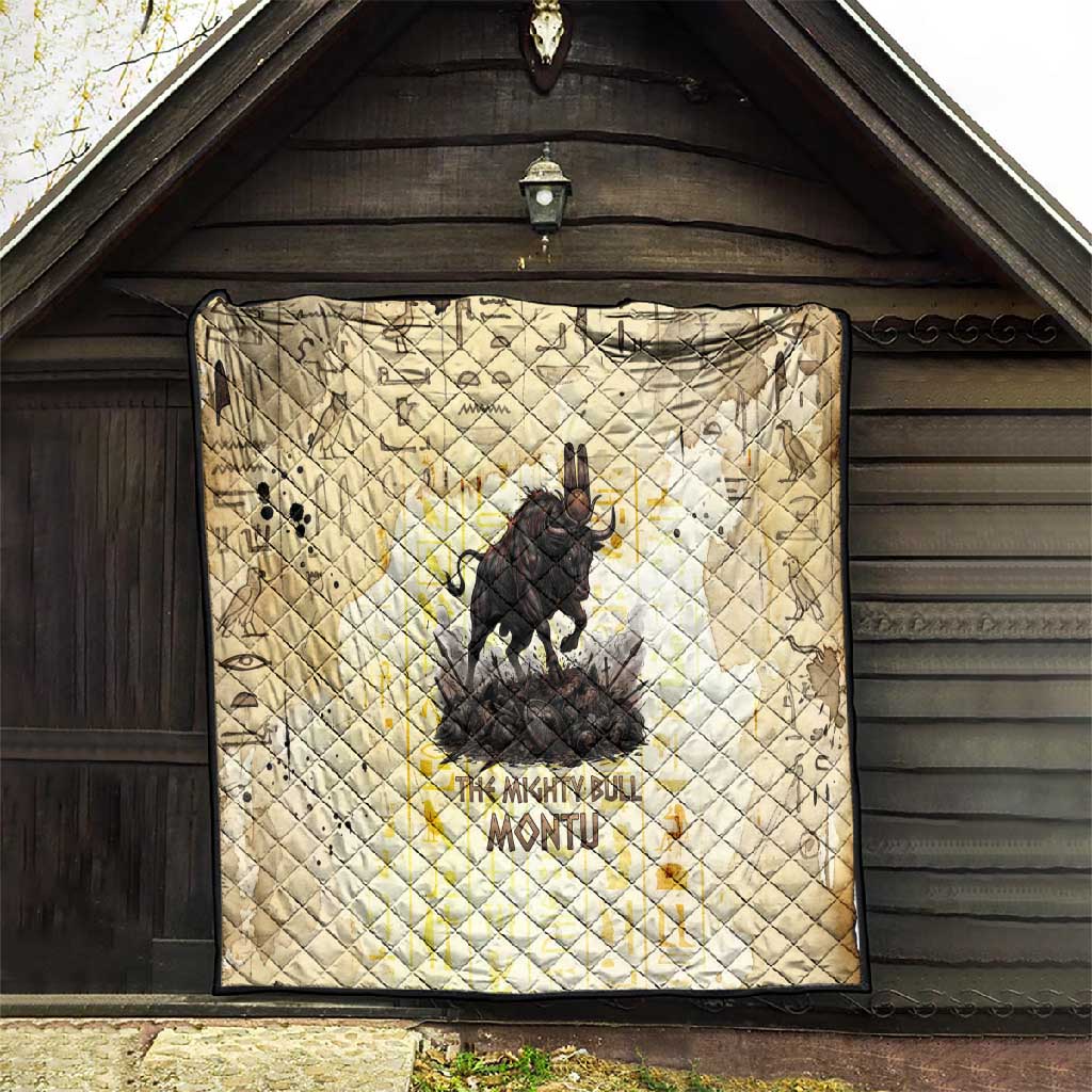 Montu Egyptian Quilt War God Mighty Bull Symbol Ancient Power Hieroglyphic
