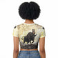 Montu Egyptian Raglan Cropped T shirt War God Mighty Bull Symbol Ancient Power Hieroglyphic