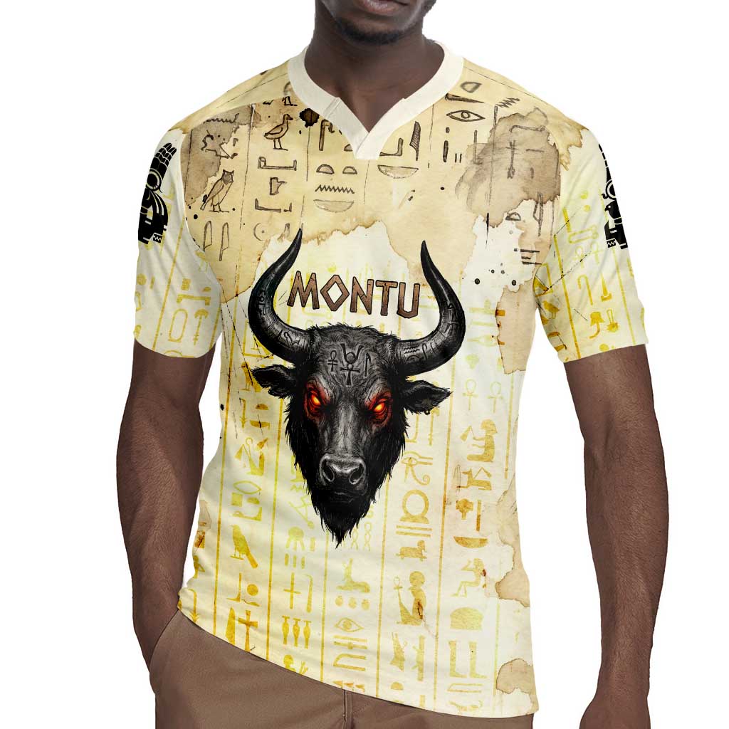 Montu Egyptian Rugby Jersey War God Mighty Bull Symbol Ancient Power Hieroglyphic