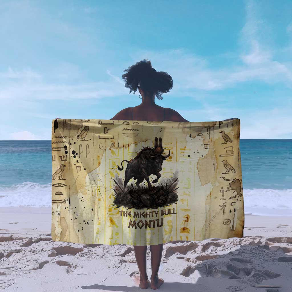 Montu Egyptian Sarong War God Mighty Bull Symbol Ancient Power Hieroglyphic