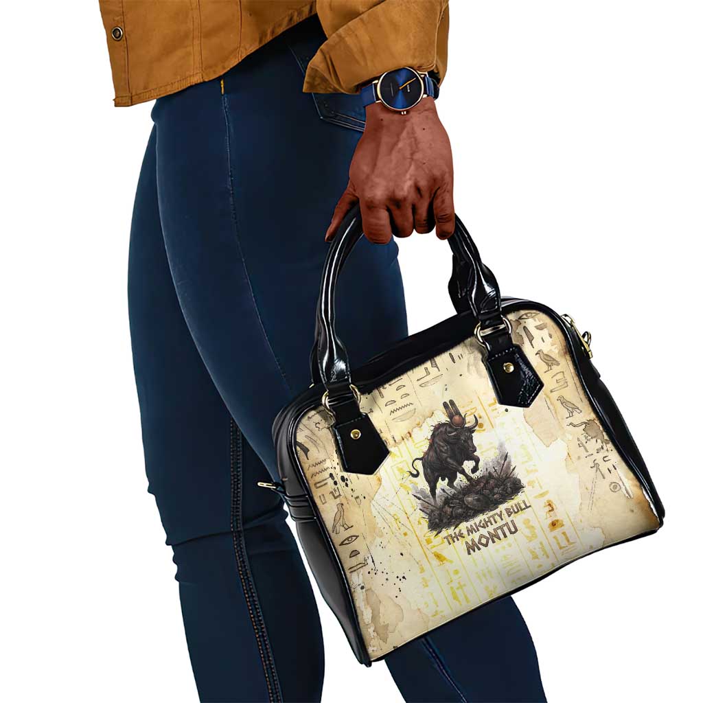 Montu Egyptian Shoulder Handbag War God Mighty Bull Symbol Ancient Power Hieroglyphic