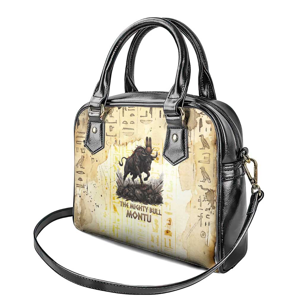 Montu Egyptian Shoulder Handbag War God Mighty Bull Symbol Ancient Power Hieroglyphic