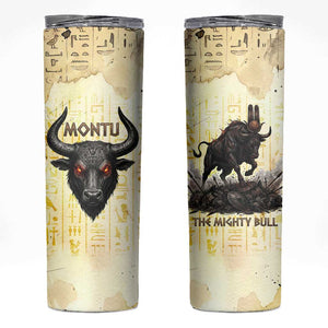 Montu Egyptian Skinny Tumbler War God Mighty Bull Symbol Ancient Power Hieroglyphic