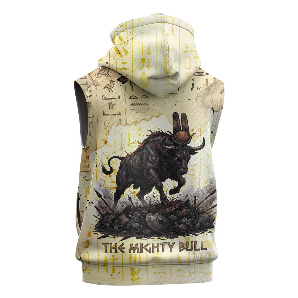 Montu Egyptian Sleeveless Hoodie War God Mighty Bull Symbol Ancient Power Hieroglyphic