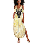 Montu Egyptian Summer Maxi Dress War God Mighty Bull Symbol Ancient Power Hieroglyphic