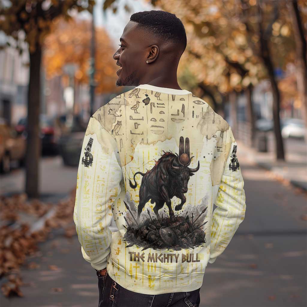 Montu Egyptian Sweatshirt War God Mighty Bull Symbol Ancient Power Hieroglyphic