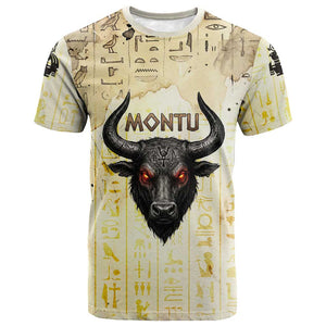 Montu Egyptian T shirt War God Mighty Bull Symbol Ancient Power Hieroglyphic