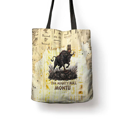 Montu Egyptian Tote Bag War God Mighty Bull Symbol Ancient Power Hieroglyphic