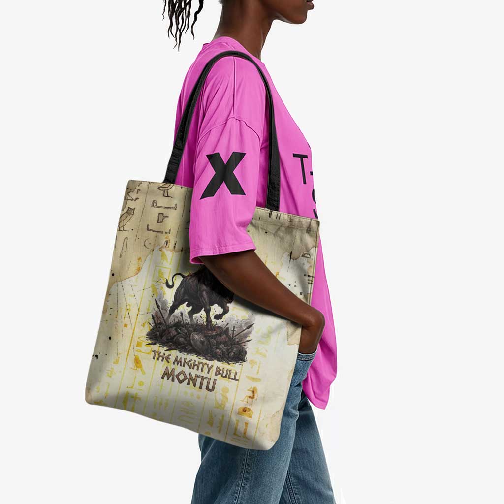 Montu Egyptian Tote Bag War God Mighty Bull Symbol Ancient Power Hieroglyphic